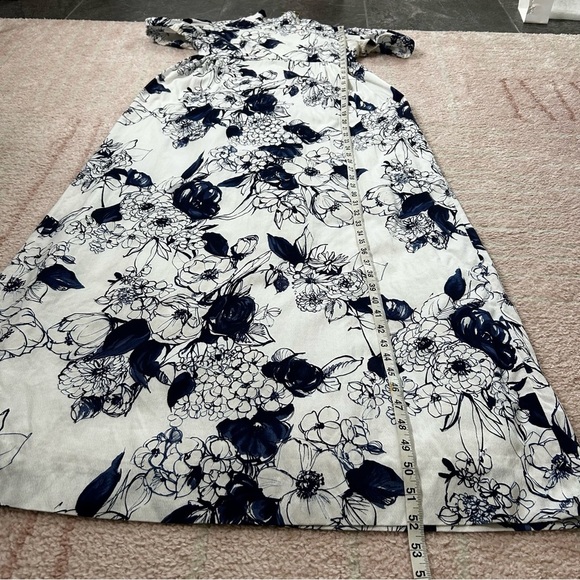 Vintage 70's Floral Blue White Maxi Dress Puff Sleeve Empire Waist Size 4/6 - Picture 6 of 16